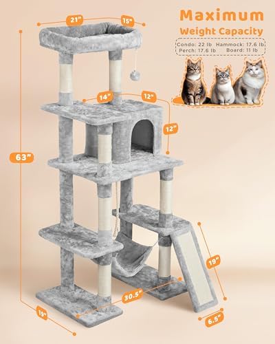Yaheetech 63in Sturdy Large Cat Tree - Image 3