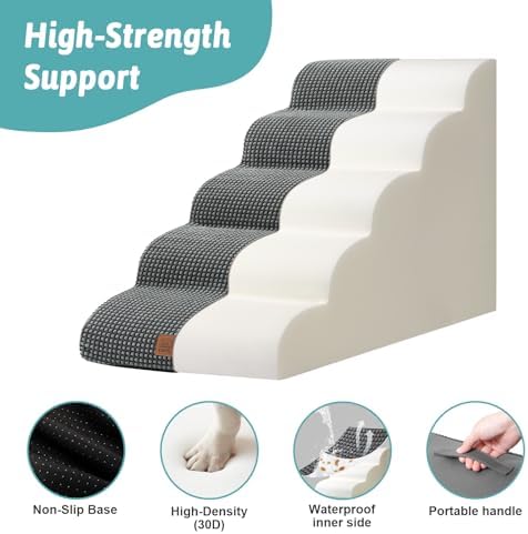 COZY KISS Extra Wide Dog Stair for Small Dog, 5 Step Pet Ramp for Bed - Image 4