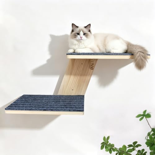 Cat Wall Shelves 2 Platform Kitten Tree Shape Wall-Mounted Floating Shelf by ZeHaiYlf