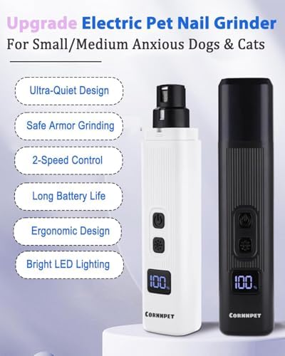 Electric Dog Nail Grinder with 2 Level LED Lights, 2 Speed 30dB Super Quiet and - Image 3