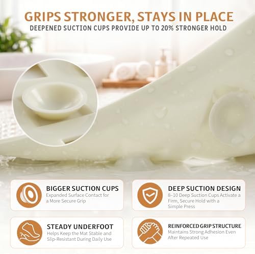 Yimobra Non Slip Bath Mat, Super Strong Suction Cups, Machine Washable Fast - Image 3