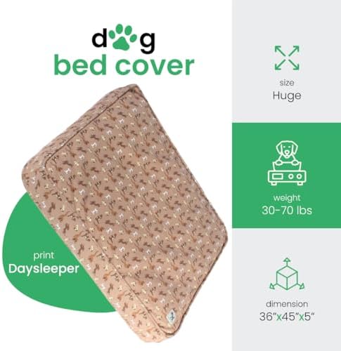 Molly Mutt Tan Cute Dogs Dog Bed Cover, Non-Toxic & 100% Cotton - Image 2