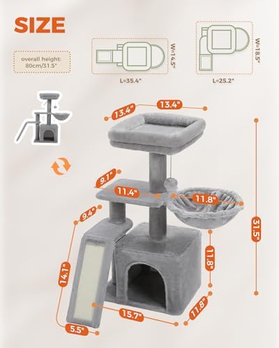 PETEPELA Cactus Cat Tree for Kittens & Small Cats, 32in Cat Tower - Image 4