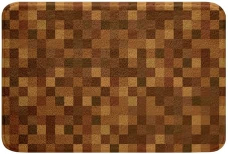 Pixelated Bath Rug, Miners Lattice Games Shaggy Absorbent Non Slip Floor Mat by Manfei