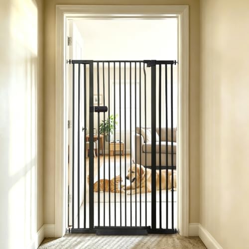 Lumizone Extra Tall Cat Gate 61.02" High 29.92"-42.51" Wide Pet Gate Black by Lumizone