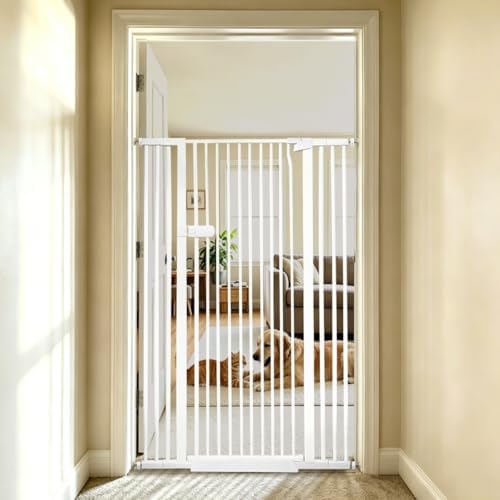 Lumizone Extra Tall Cat Gate 55.12" High 29.92"-42.51" Wide Pet Gate White by Lumizone