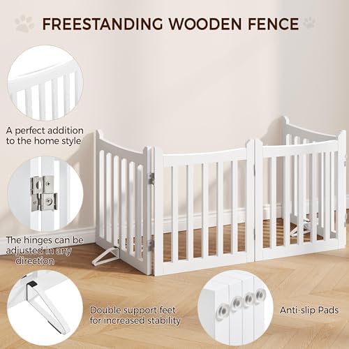 Yaheetech 24in 4-Panel Wooden Freestanding Pet Gate - Image 6