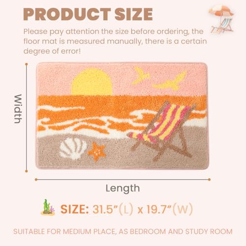 Cute Beach Bath Rug Super Absorbent Non Slip Modern Bathroom Mat Machine - Image 2