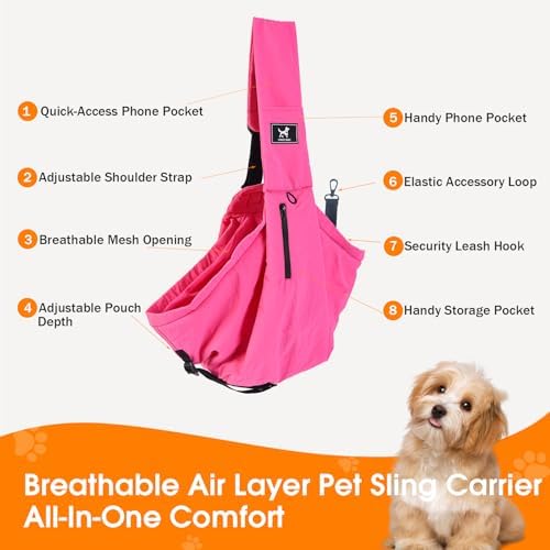 Dog Sling Carrier for Small Dogs & Cats 5-20 lbs, Adjustable Depth - Image 3
