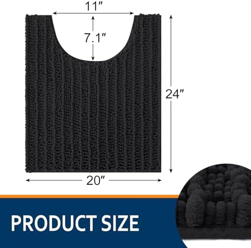 Smiry Bathroom Toilet Rugs U Shaped 24X20, Chenille Bath mats - Image 2