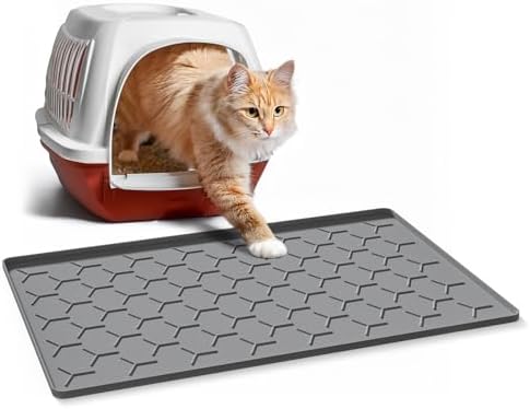 Garoopion Silicone Cat Litter Mat 24×16 inch, Dark Gray by Garoopion