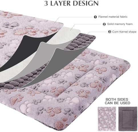 BBVAGSS Reversible Dog Crate Pad, Memory Foam Pet Bed Mat, Soft Warm Machine - Image 3