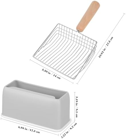 Yardwe Cat Litter Scoop with Holder, Metal Deep Sifter with Wood Handle - Image 2
