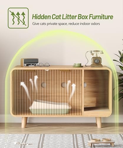 Fluted Cat Litter Box Enclosure Furniture - Image 6
