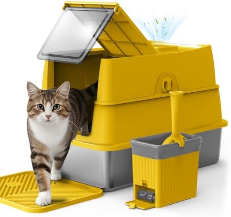 Stainless Steel Litter Box | Enclosed Cat Litter Box by AIPERRO