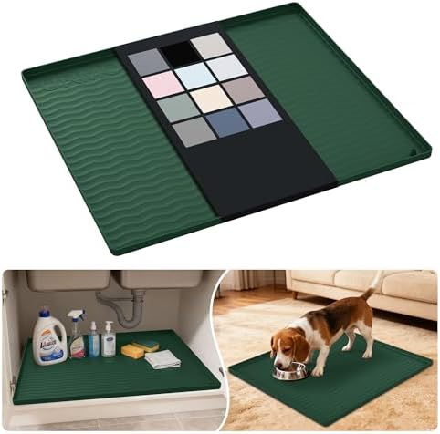 URMONA Waterproof Silicone Under Sink Mat, 25 x 22 in, Flexible Shelf Liner by URMONA