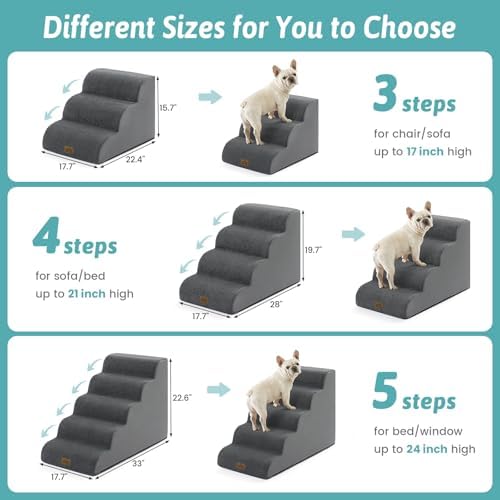 COZY KISS Wide Dog Stairs for Small Dog 15.7" H, 3 Step Pet Ramp for Couch - Image 3