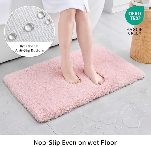 Disolla Pink Bathroom Runner Rug 24x70, Plush Extra Large Bath Mat - Image 3