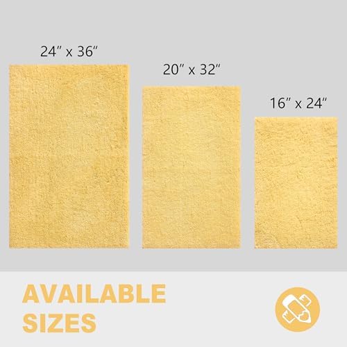 CozeCube Yellow Shaggy Bath Mat 24"x16" Non Slip Washable Rug - Image 3