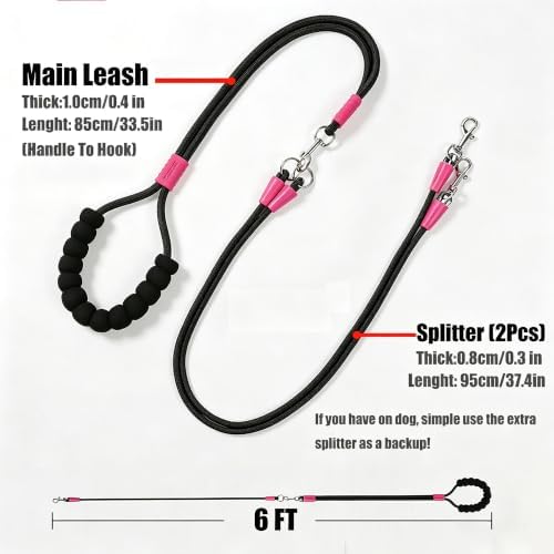 Hands Free Double Dog Leash for Two Dogs 360° Swivel No Tangle - Image 5