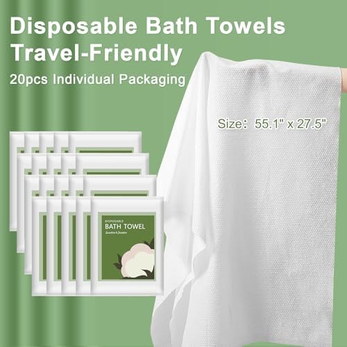 Disposable Bath Towels, 20 Pack 55" x 27.5" Ultra Soft, Quick Dry Disposable - Image 4