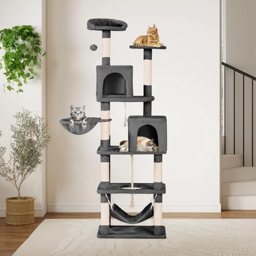 Aotaide 68in Cat Tower with 8 Scratching Posts & Hammock by Aotaide