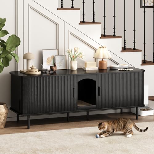 Double Cat Litter Box Enclosure Furniture by WINWY