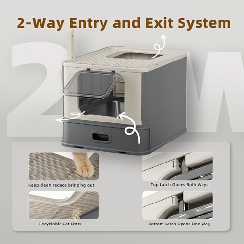 PAKEWAY XL Enclosed Stainless Steel Cat Litter Box - Image 2