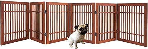 Urnporium Freestanding Wooden Dog Gate Foldable Indoor Pet Gate No Drill - Image 2