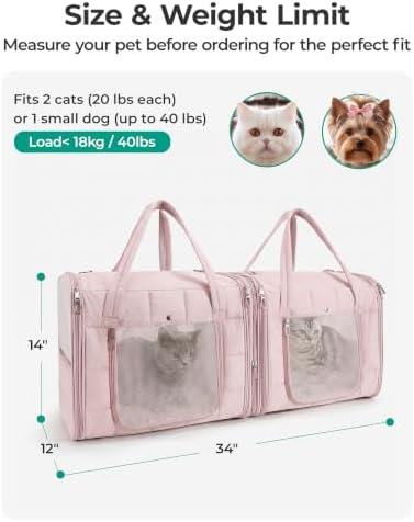 BAGSMART Double Cat Carrier for 2 Cats, Large Soft Pet Carriers for Travel - Image 2