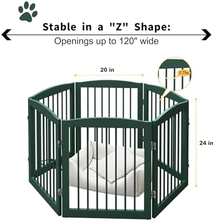 PUPETPO Freestanding Pet Gate for Dogs, Foldable Wooden Dog Gate for House - Image 6