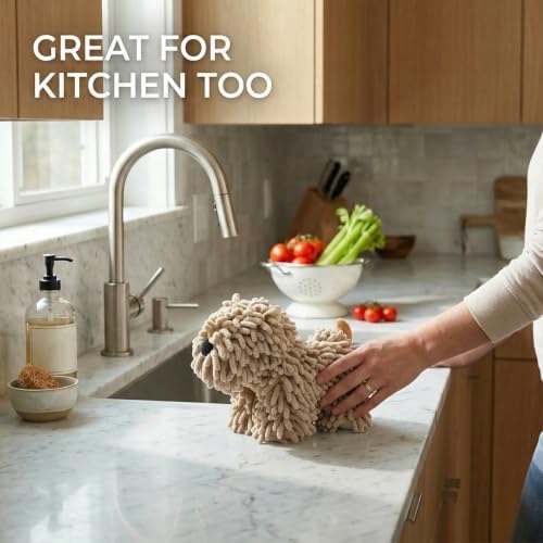 Chenille Dog Hand Towel Fuzzy Ball Dog Towel Animal Hand Towels - Image 6