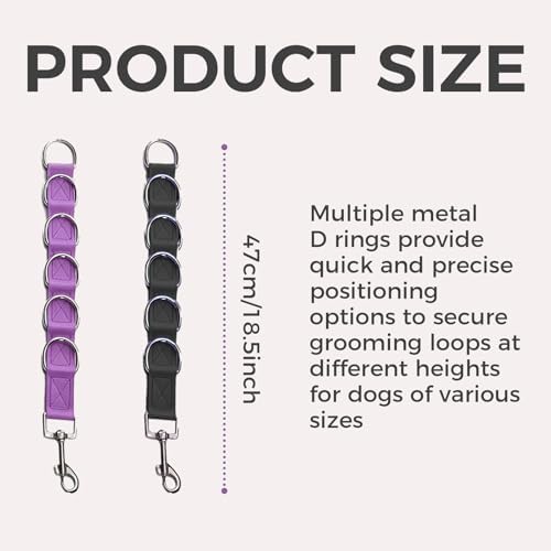 Wokyo Dog Grooming Loop 47cm/18.5in Extension Strap 2 Pack Adjustable D Ring - Image 2