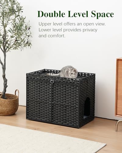 SETVSON Cat Litter Box Enclosure Furniture, Hidden PE Rattan - Image 2