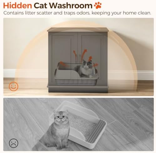 MAHANCRIS Large Cat Litter Box Enclosure, Tall Hidden Litter Box Furniture - Image 6