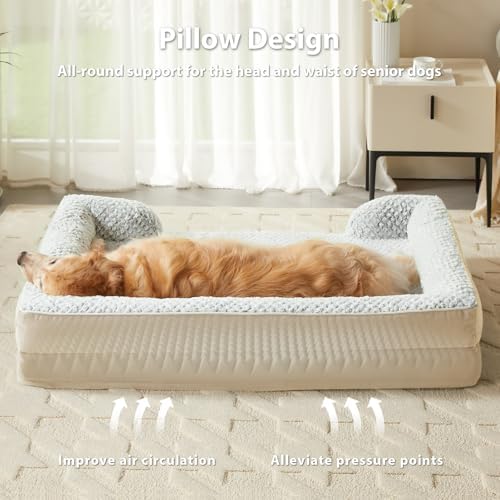 LEXTRO Orthopedic Dog Beds for Large Dogs, Comfy Washable Dog Couch Bed - Image 3