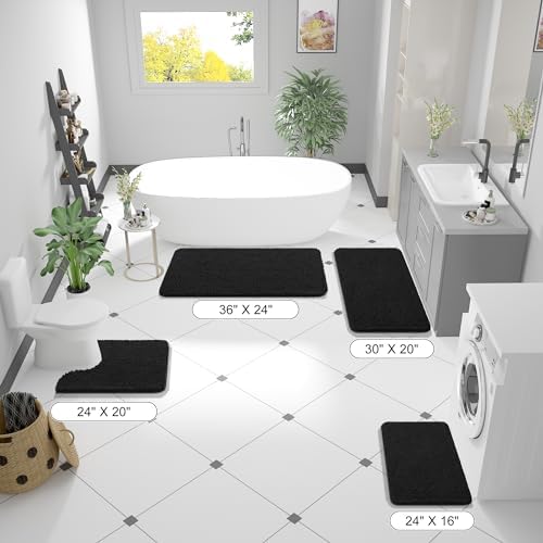 OLANLY Bathroom Runner Rugs 40x24, Extra Soft Absorbent Chenille Bath Rugs - Image 2