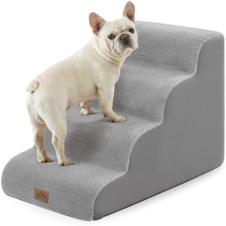 COZY KISS Wide Dog Stairs for Small Dog 19.7" H, 4 Step Pet Ramp for Bed by COZYKISS