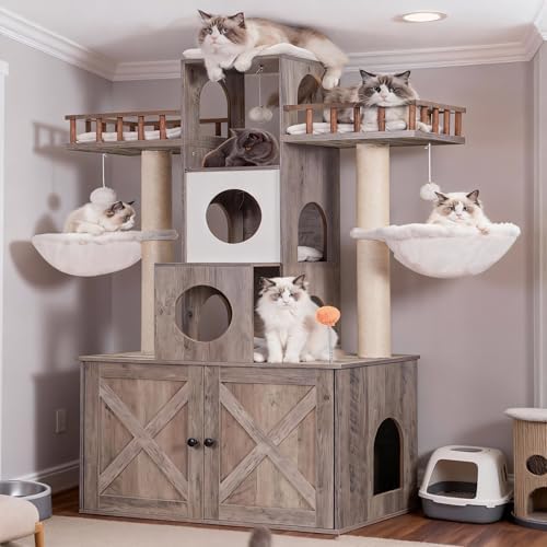 Heybly Cat Tree with Litter Box Enclosure by HEYBLY