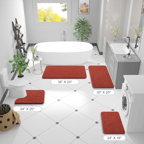 OLANLY Bathroom Runner Rugs 44x24, Soft Absorbent Chenille Bath Rugs, Rubber - Image 2