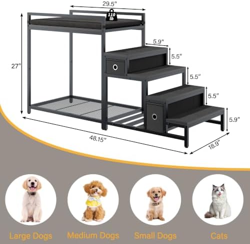 kepptory Pet Bunk Bed with Stairs and Storage, Dog Beds Attachment to Human Bed - Image 2