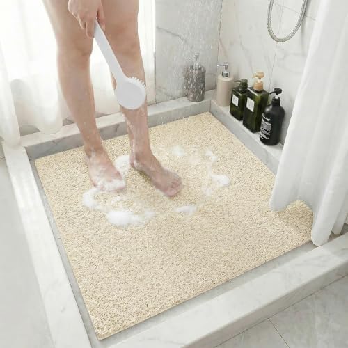Square Shower Mat Non Slip, 27 x 27 Inch Anti Slip Shower Mats Without Suction by BLESWIN