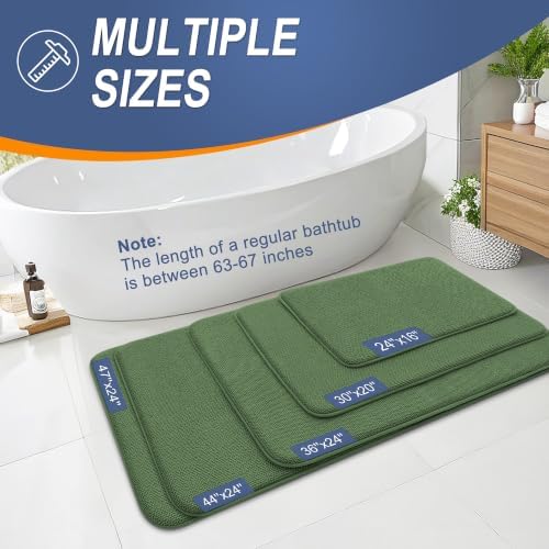 OLANLY Memory Foam Bathroom Rugs 36x24, Absorbent Bath Mat, Olive Green - Image 5