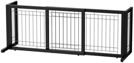 Bonnlo Free Standing Dog Gate, Wooden Adjustable Pet Fence Indoor, Christmas by Bonnlo