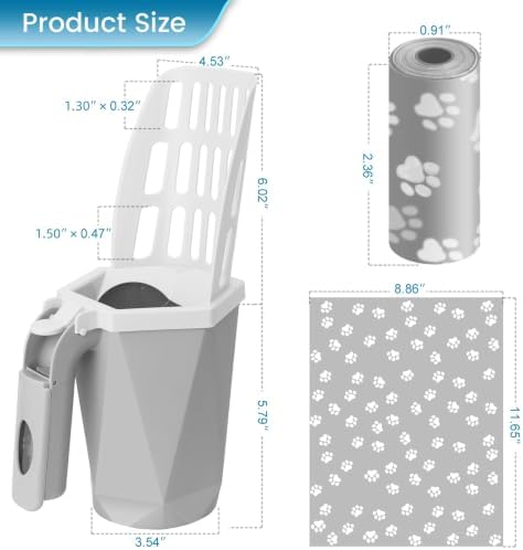 Cat Litter Scooper with Holder, Waste Can & 150 Refill Bags - Image 3