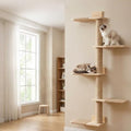 Tall Wall Cat Tree 50"‌, Wood Cat Wall Shelves Wall-Mounted Scratching Post by Unknown