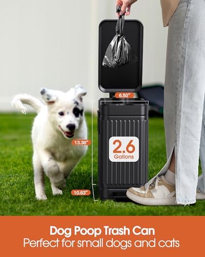 Small Trash Can with Lid, 2.6 Gal Dog Poop Trash Can - Image 4