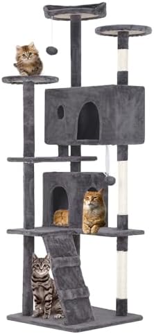 FDW | 70" Cat Tree Tower | Light Gray | Multi-Level Indoor Activity Center by FDW