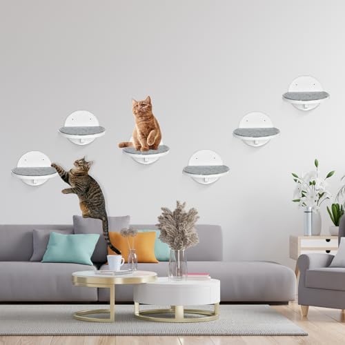 Cat Wall Shelves Furniture Set of 6, Wooden Cat Steps for - Image 5