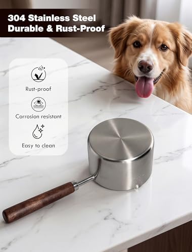 Dog Food Scoop 1 Cup with Cleaning Towel and Drying Rack, 304 Stainless Steel - Image 2